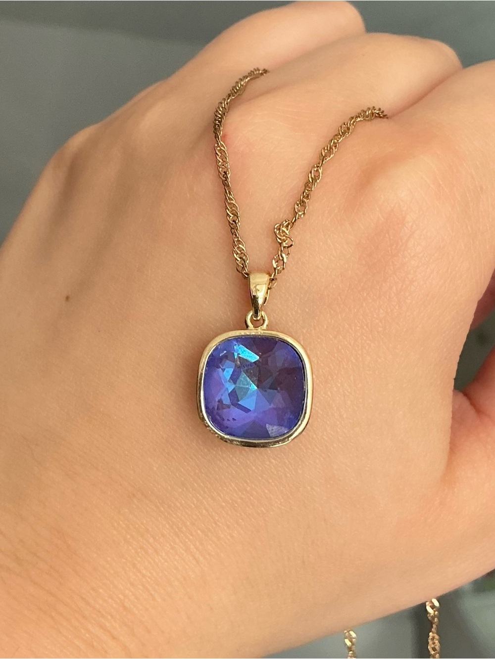 Swarovski Necklace Fancy Cushion Cut Crystal Necklace 925 Sterling Silver Gold - Picture 6 of 8